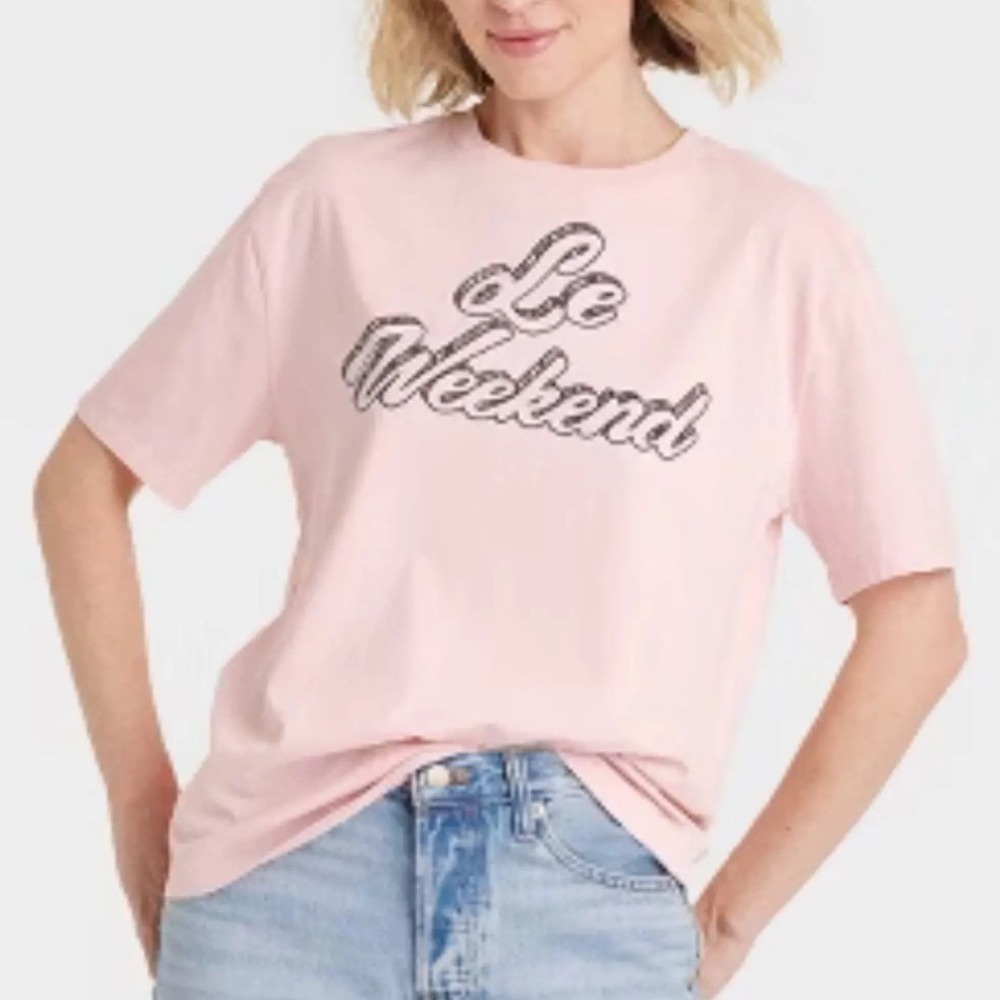Universal Thread Graphic Tee Women Small Pink NEW Le Weekend Short Sleeve Shirt